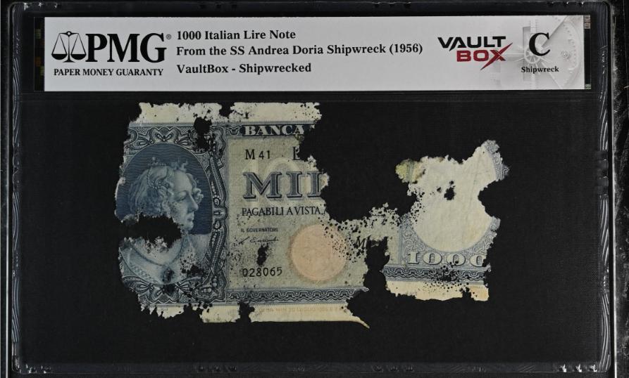 Andrea Doria 1000 Italian Lire Note PMG Shipwreck "C" Front