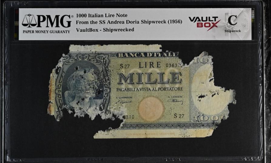 Andrea Doria 1000 Italian Lire Note PMG Shipwreck "C" Front