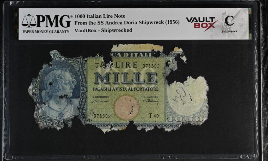Andrea Doria 1000 Italian Lire Note PMG Shipwreck "C" Front