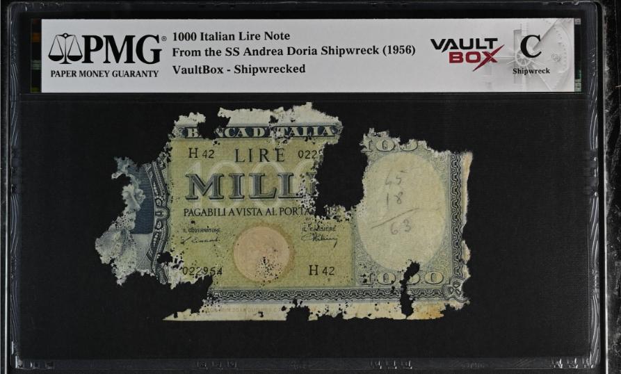 Andrea Doria 1000 Italian Lire Note PMG Shipwreck "C" Front