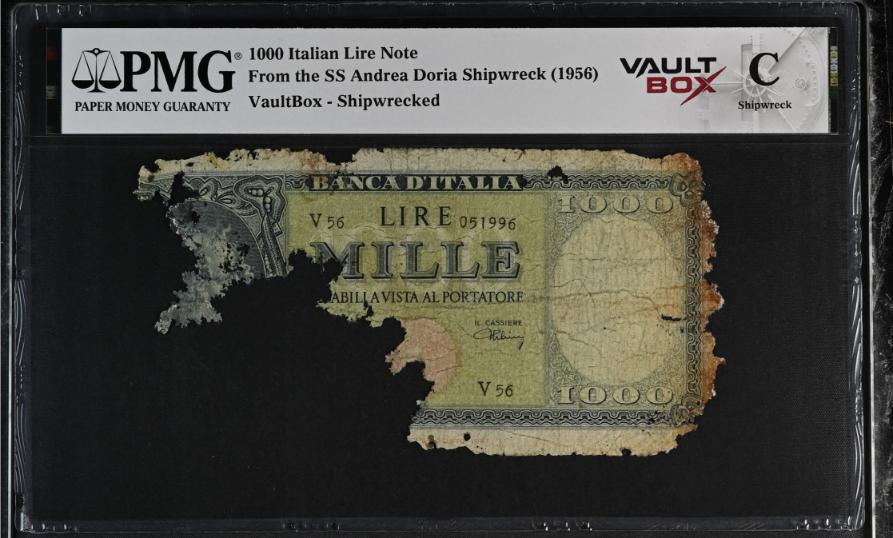 Andrea Doria 1000 Italian Lire Note PMG Shipwreck "C" Front