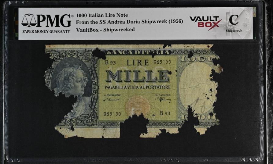 Andrea Doria 1000 Italian Lire Note PMG Shipwreck "C" Front