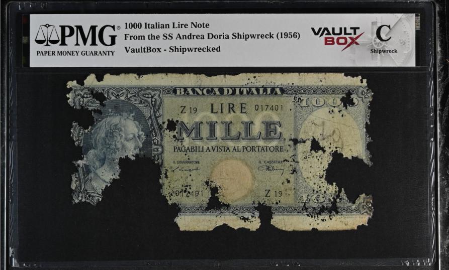 Andrea Doria 1000 Italian Lire Note PMG Shipwreck "C" Front