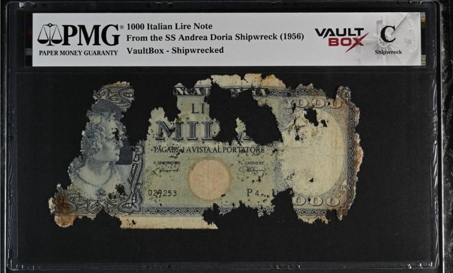 Andrea Doria 1000 Italian Lire Note PMG Shipwreck "C" Front