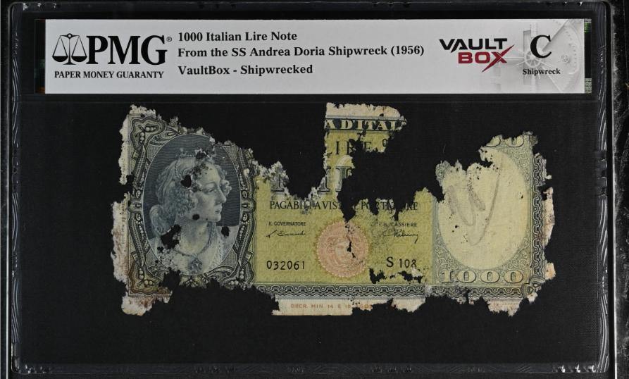 Andrea Doria 1000 Italian Lire Note PMG Shipwreck "C" Front