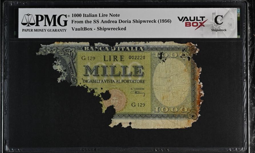 Andrea Doria 1000 Italian Lire Note PMG Shipwreck "C" Front