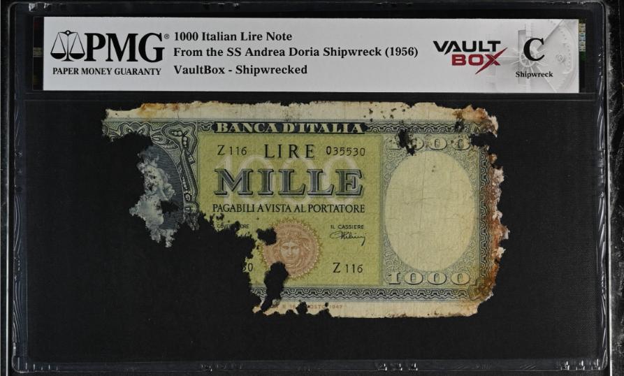 Andrea Doria 1000 Italian Lire Note PMG Shipwreck "C" Front