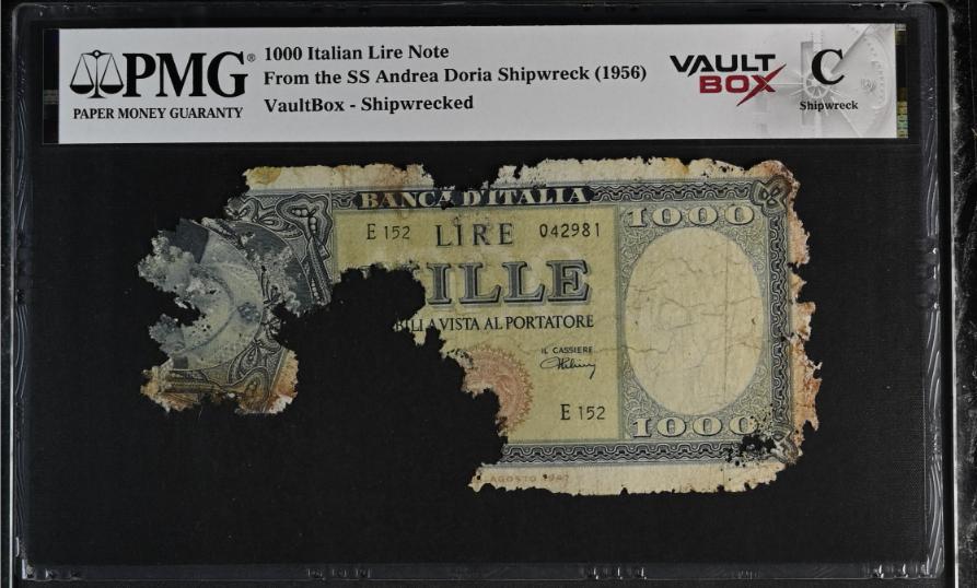 Andrea Doria 1000 Italian Lire Note PMG Shipwreck "C" Front