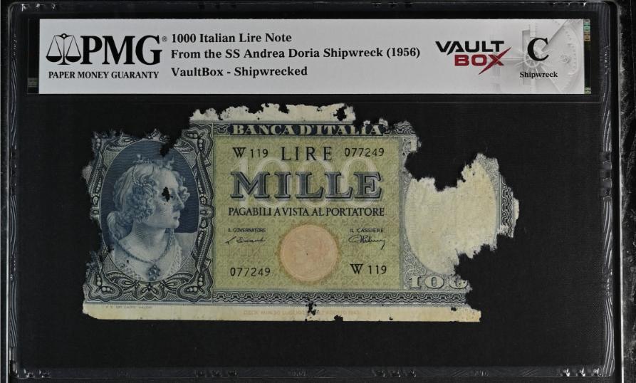 Andrea Doria 1000 Italian Lire Note PMG Shipwreck "C" Front