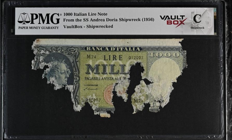 Andrea Doria 1000 Italian Lire Note PMG Shipwreck "C" Front