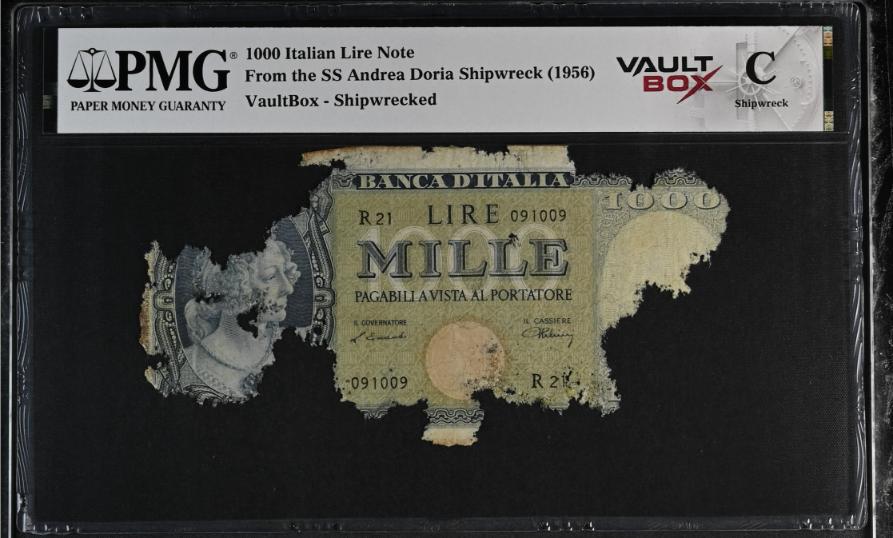Andrea Doria 1000 Italian Lire Note PMG Shipwreck "C" Front