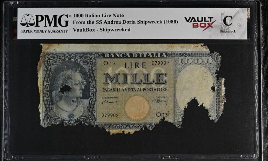 Andrea Doria 1000 Italian Lire Note PMG Shipwreck "C" Front