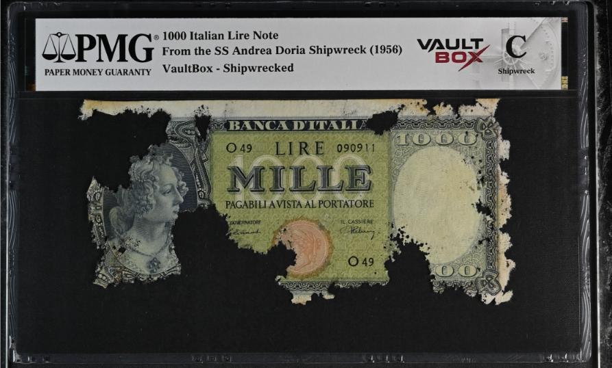 Andrea Doria 1000 Italian Lire Note PMG Shipwreck "C" Front