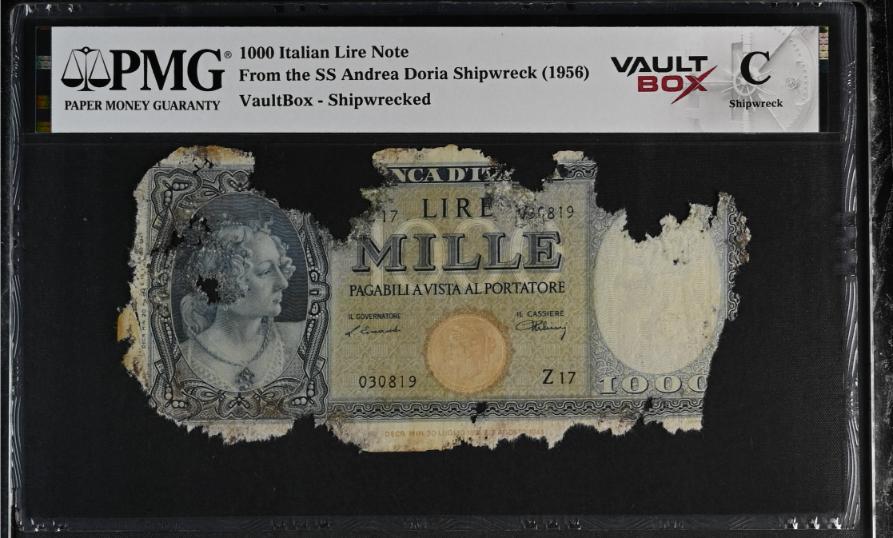 Andrea Doria 1000 Italian Lire Note PMG Shipwreck "C" Front
