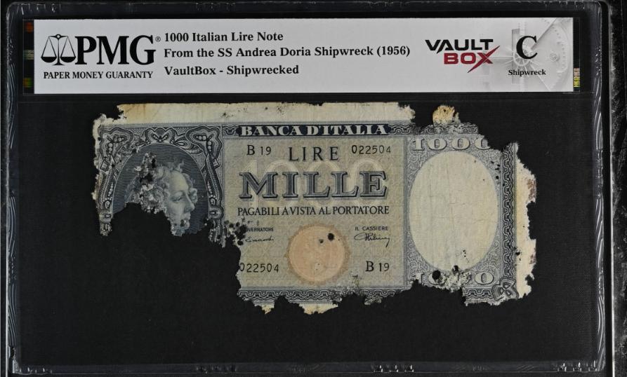 Andrea Doria 1000 Italian Lire Note PMG Shipwreck "C" Front