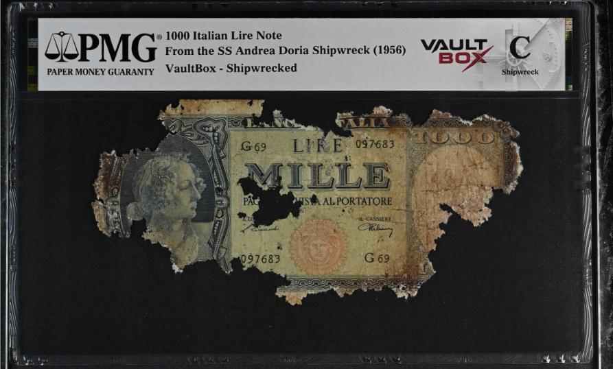 Andrea Doria 1000 Italian Lire Note PMG Shipwreck "C" Front
