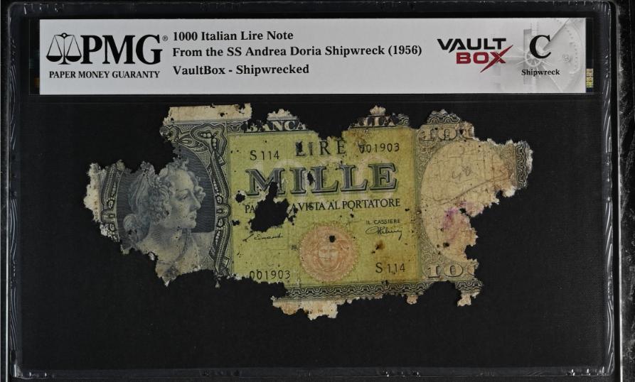 Andrea Doria 1000 Italian Lire Note PMG Shipwreck "C" Front
