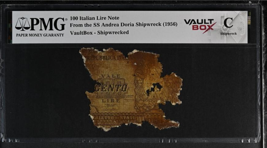 Andrea Doria 100 Italian Lire Note PMG Shipwreck "C" Front