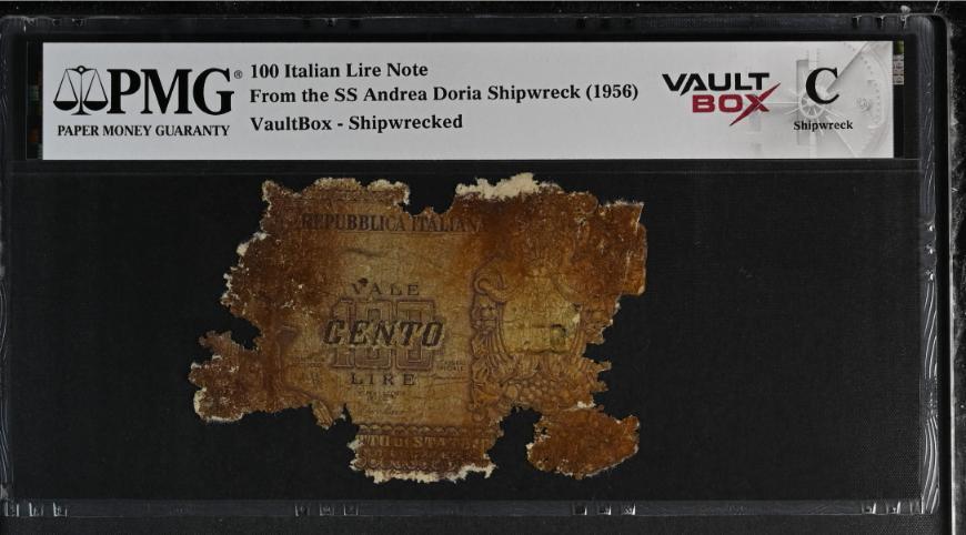 Andrea Doria 100 Italian Lire Note PMG Shipwreck "C" Front
