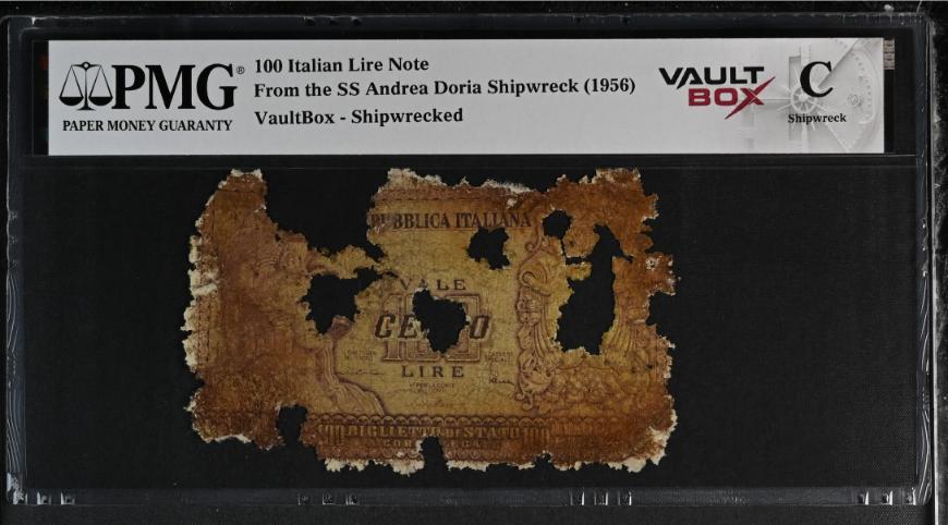 Andrea Doria 100 Italian Lire Note PMG Shipwreck "C" Front