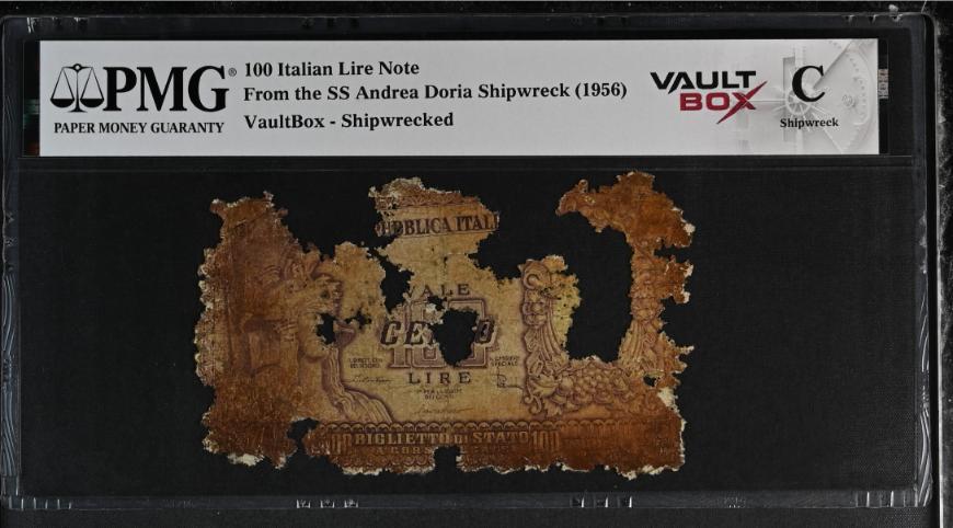 Andrea Doria 100 Italian Lire Note PMG Shipwreck "C" Front