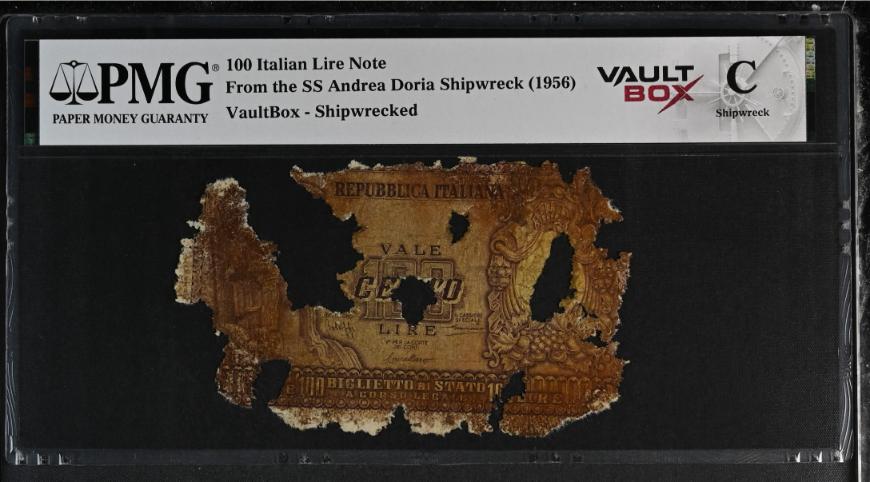 Andrea Doria 100 Italian Lire Note PMG Shipwreck "C" Front