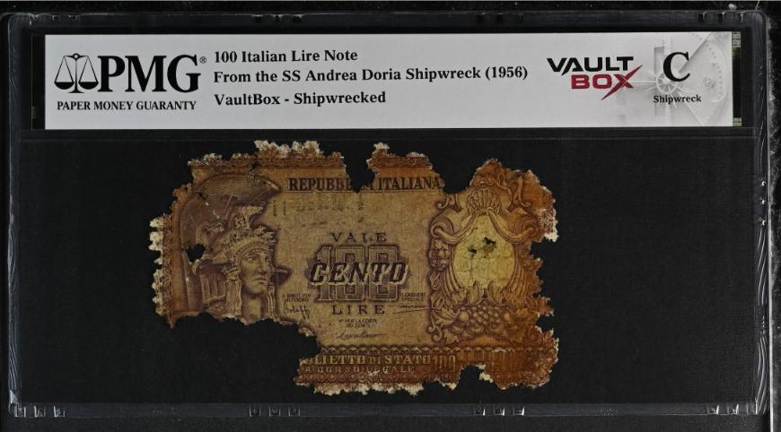 Andrea Doria 100 Italian Lire Note PMG Shipwreck "C" Front