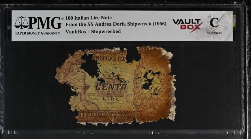 Andrea Doria 100 Italian Lire Note PMG Shipwreck "C" Front