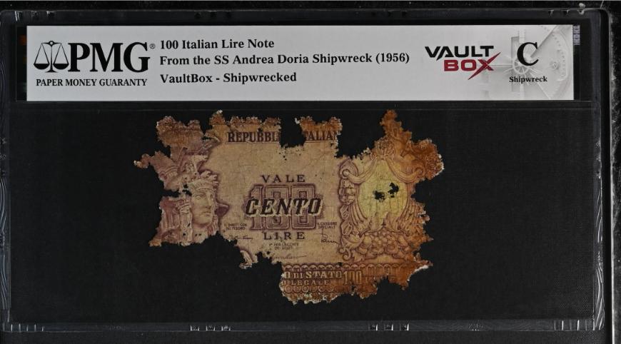 Andrea Doria 100 Italian Lire Note PMG Shipwreck "C" Front