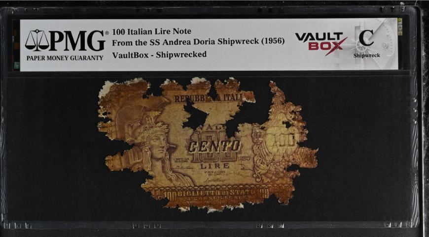 Andrea Doria 100 Italian Lire Note PMG Shipwreck "C" Front