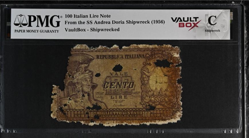 Andrea Doria 100 Italian Lire Note PMG Shipwreck "C" Front