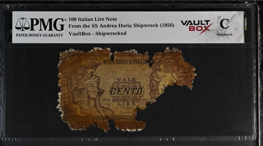 Andrea Doria 100 Italian Lire Note PMG Shipwreck "C" Front