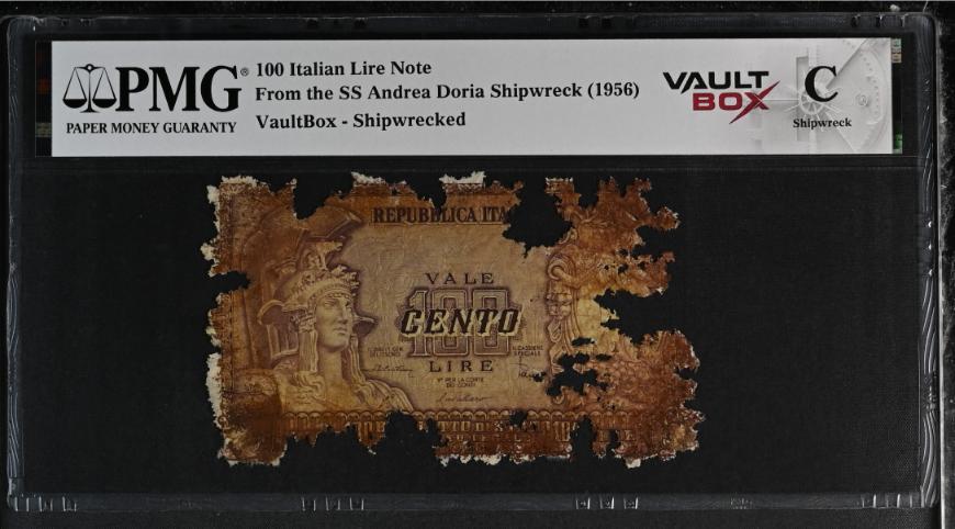 Andrea Doria 100 Italian Lire Note PMG Shipwreck "C" Front