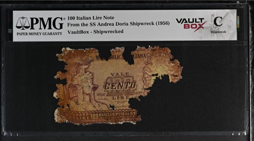 Andrea Doria 100 Italian Lire Note PMG Shipwreck "C" Front