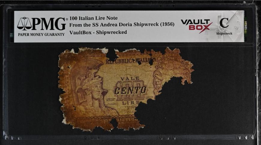Andrea Doria 100 Italian Lire Note PMG Shipwreck "C" Front