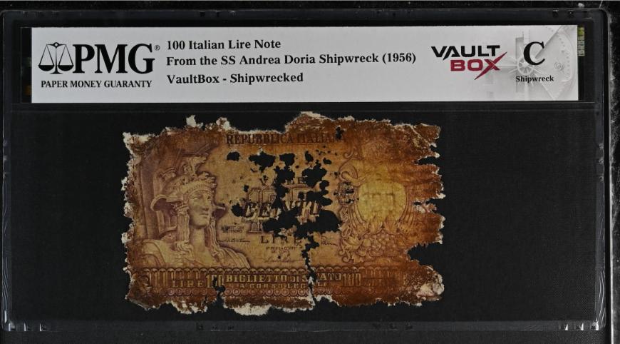Andrea Doria 100 Italian Lire Note PMG Shipwreck "C" Front