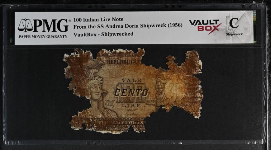 Andrea Doria 100 Italian Lire Note PMG Shipwreck "C" Front