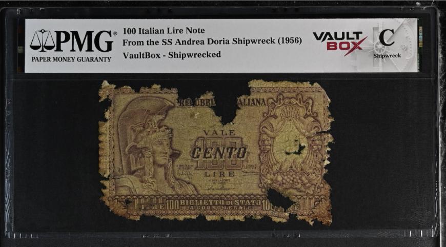 Andrea Doria 100 Italian Lire Note PMG Shipwreck "C" Front