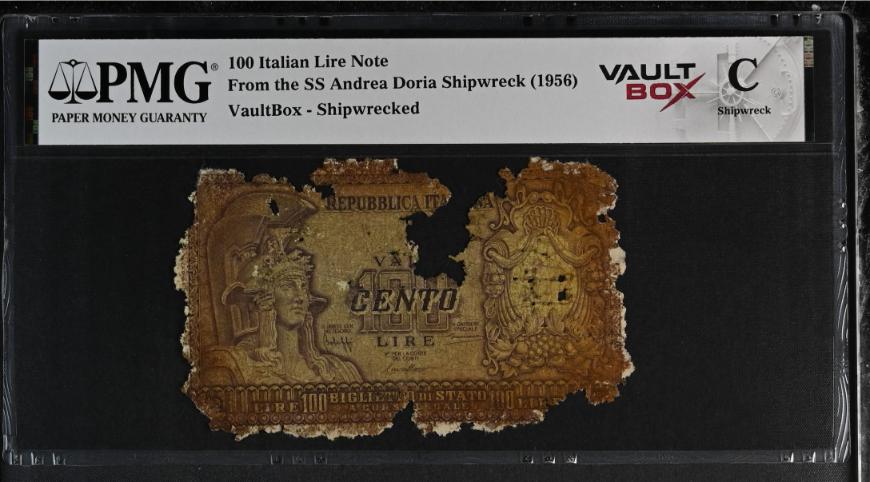 Andrea Doria 100 Italian Lire Note PMG Shipwreck "C" Front