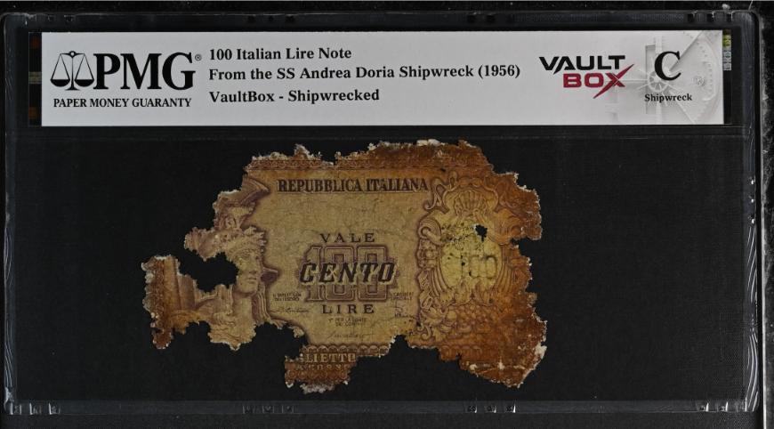 Andrea Doria 100 Italian Lire Note PMG Shipwreck "C" Front