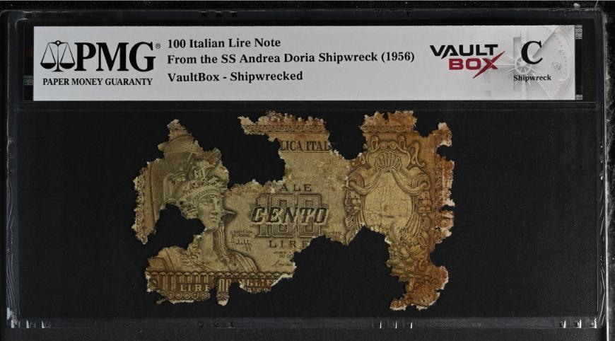 Andrea Doria 100 Italian Lire Note PMG Shipwreck "C" Front