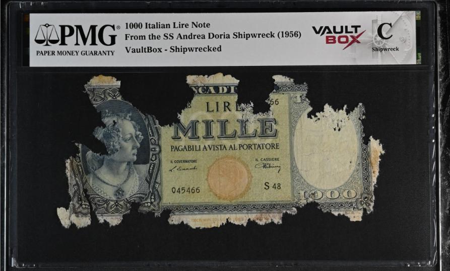 Andrea Doria 1000 Italian Lire Note PMG Shipwreck "C" Front