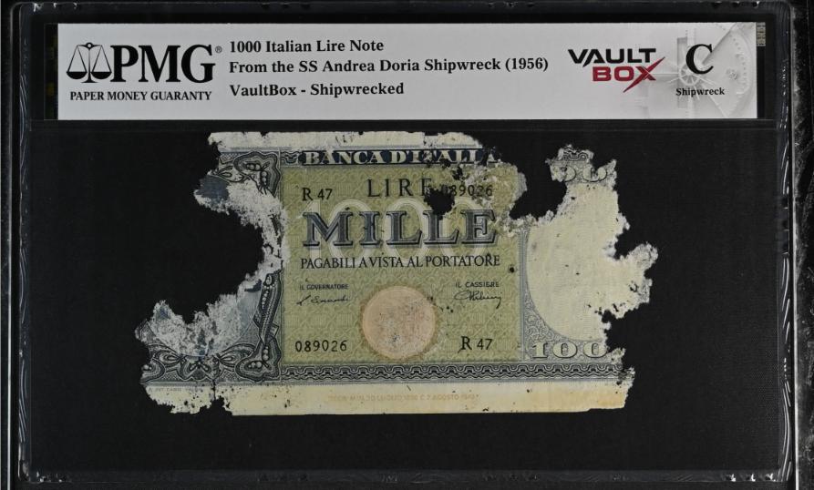 Andrea Doria 1000 Italian Lire Note PMG Shipwreck "C" Front