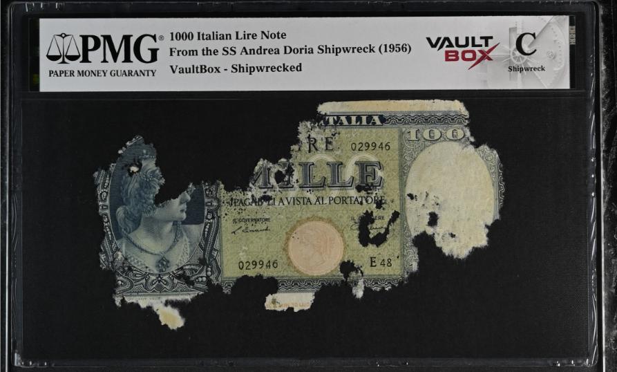 Andrea Doria 1000 Italian Lire Note PMG Shipwreck "C" Front