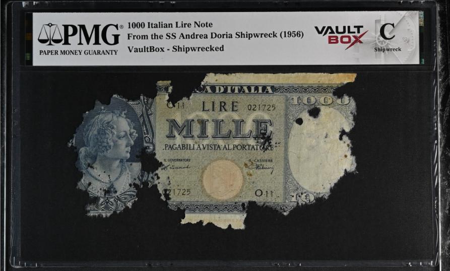 Andrea Doria 1000 Italian Lire Note PMG Shipwreck "C" Front