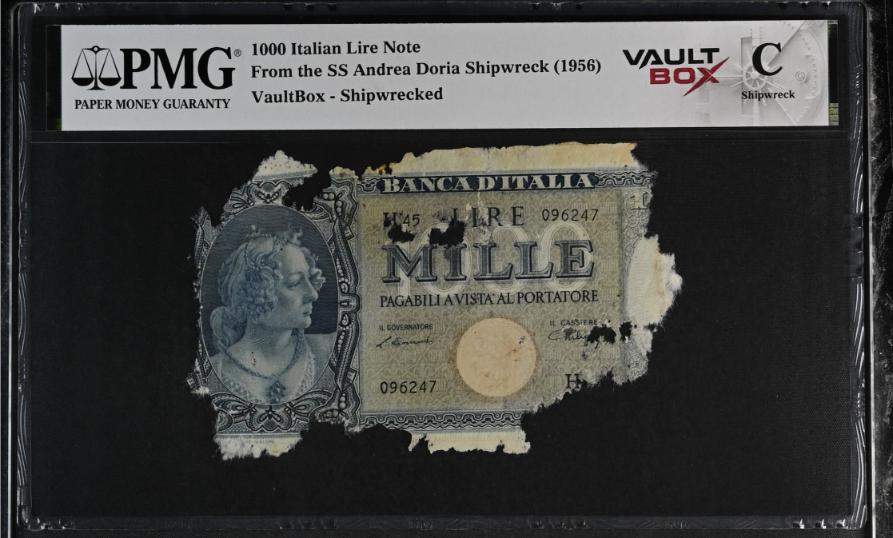 Andrea Doria 1000 Italian Lire Note PMG Shipwreck "C" Front