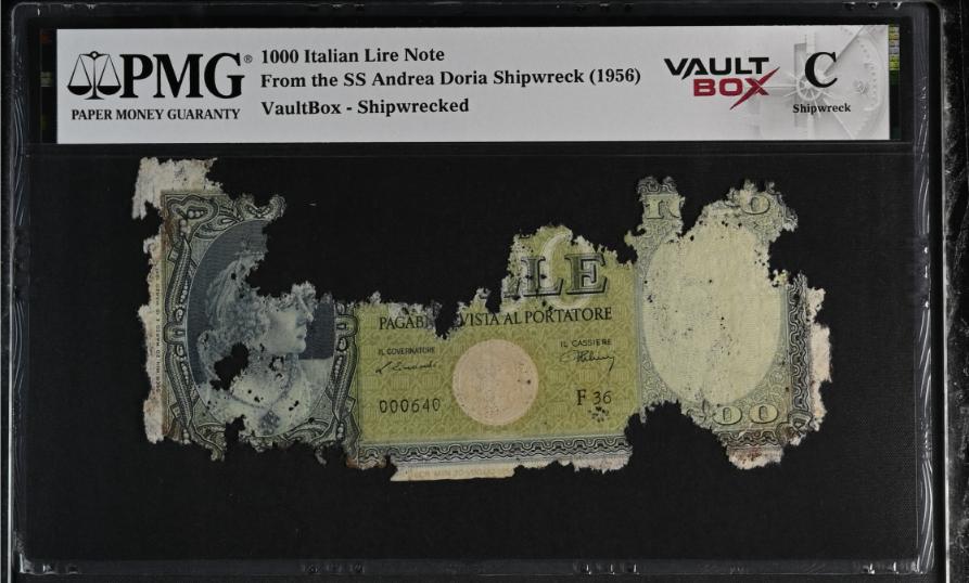 Andrea Doria 1000 Italian Lire Note PMG Shipwreck "C" Front