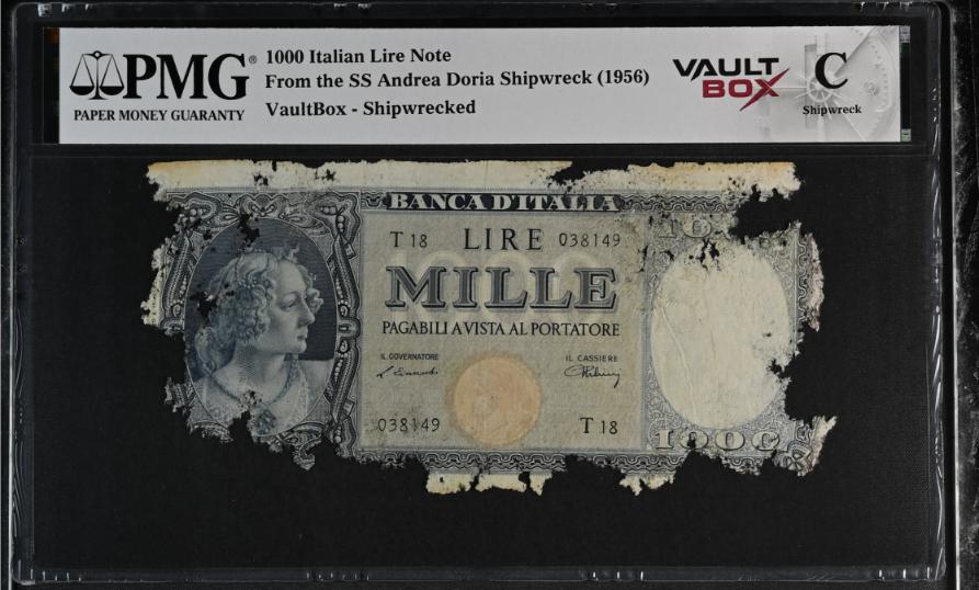 Andrea Doria 1000 Italian Lire Note PMG Shipwreck "C" Front