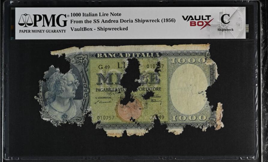 Andrea Doria 1000 Italian Lire Note PMG Shipwreck "C" Front