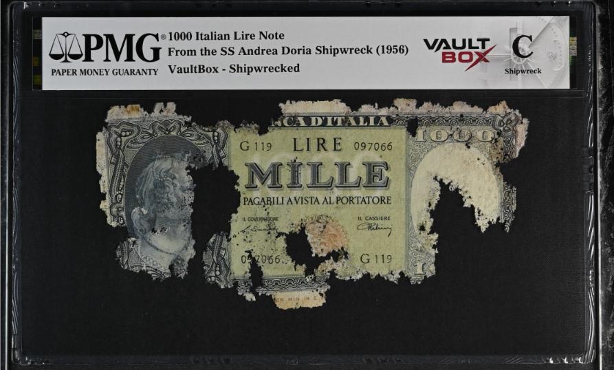 Andrea Doria 1000 Italian Lire Note PMG Shipwreck "C" Front